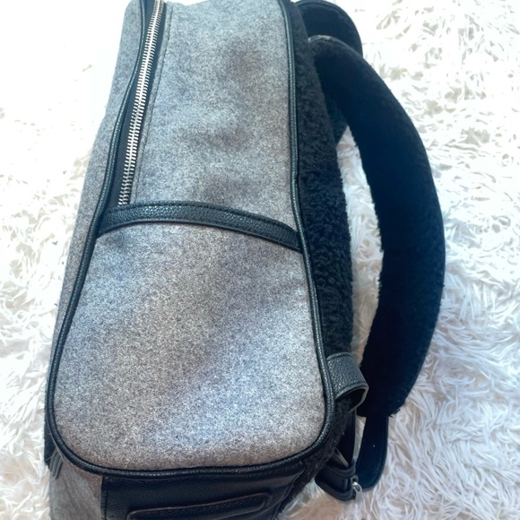 Adam Lippes for Target Shearling Backpack Handbag Bag Grey & Black Plaid Fur - Picture 8 of 16